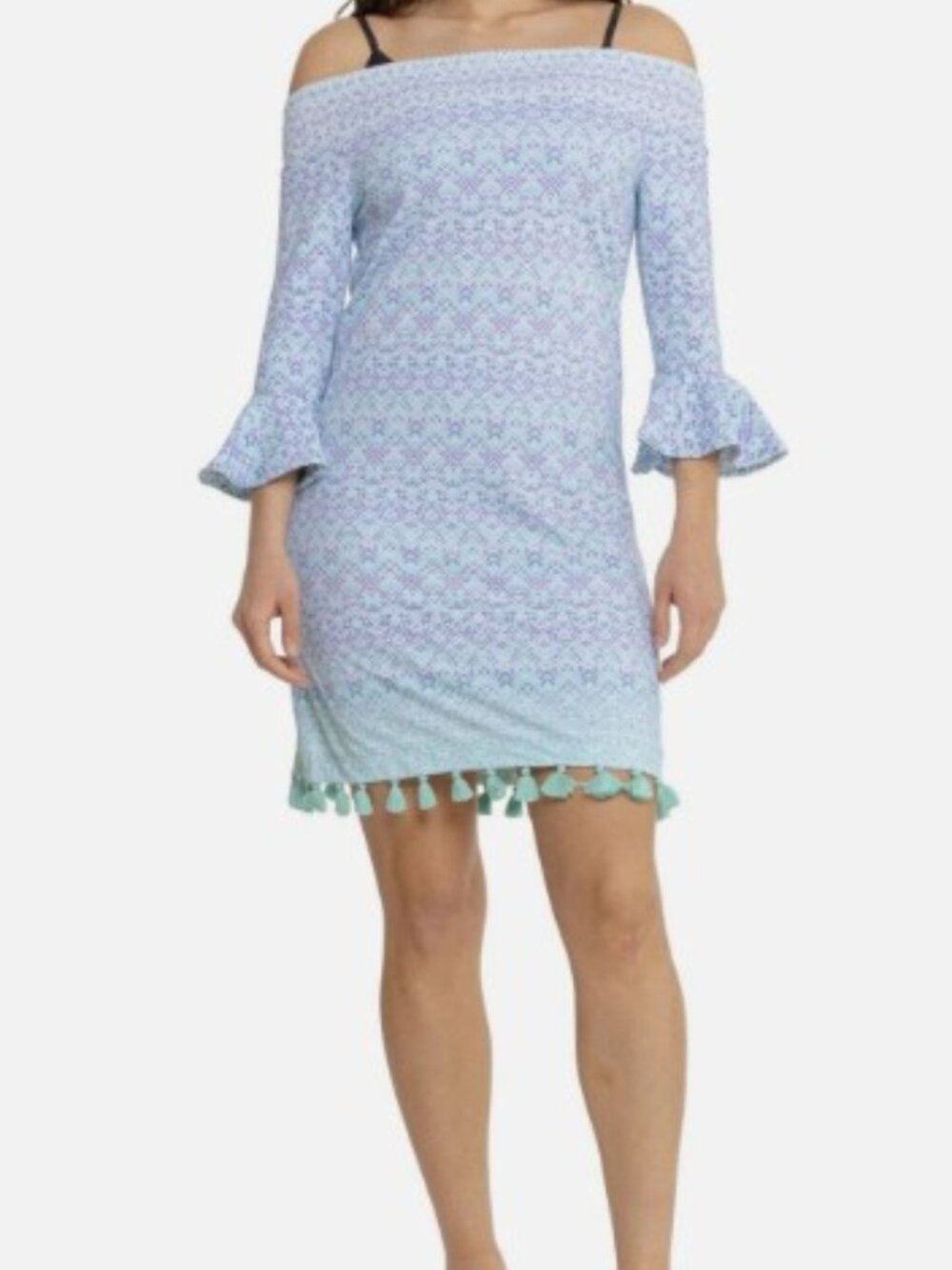 NWT CABANA LIFE Smocked Off-the-Shoulder Cover-Up Dress Medium Retail $118